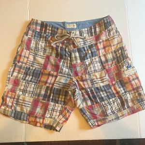 J CREW SwimTrunks Patchwork Madras Multicolor Plaid Men's 32 8” Inseam